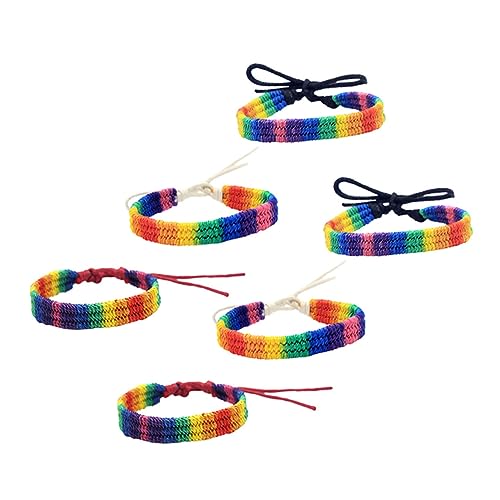 Ipetboom 6 Stück Teiliges Regenbogen Armband für Damen und Herren Verstellbar Handgefertigte Pride Armbänder Bunte Geflochtene Freundschaftsbänder für Lgbtq Veranstaltungen von Ipetboom