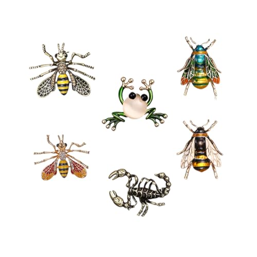 Ipetboom 6 Stück Teiliges Vintage Insekten Broschen Kreative Anstecknadeln für Kleidung Strapazierfähige Schmuck Dekorationen für Cardigans Schals Taschen Einfache Handhabung Modisches von Ipetboom