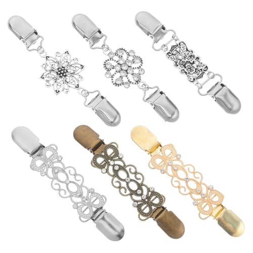 Ipetboom 6 Stück Vintage Brosche mit Wirbelmuster Vielseitige Strickjacken Schalclips aus Legierung Sicherer Cardigan-verbinder für Kragen Pullover und Tücher Eleganter Modeschmuck für von Ipetboom