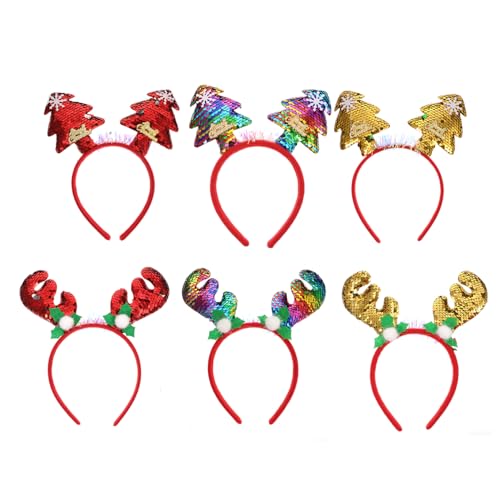 Ipetboom 6stücke Weihnachts-stirnbänder Mit Pailletten Antler Design Für Erwachsene Für Weihnachtsfeiern Und Kostümpartys von Ipetboom