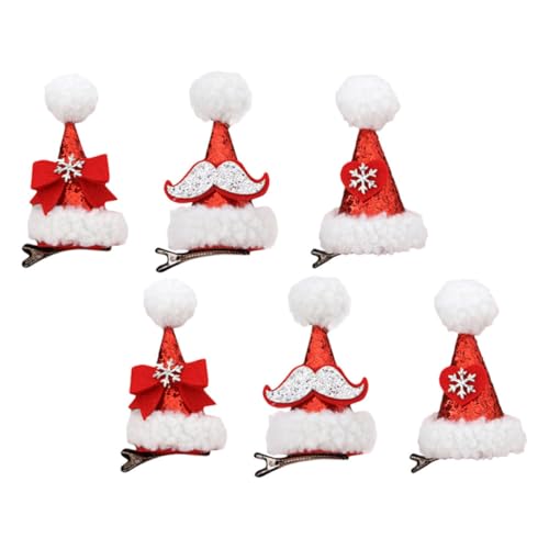 Ipetboom 6 Stück Weihnachtskarte Haarschmuck für Weihnachtsfeiern Weihnachtsherz-Haarspange weihnachtsdeko haarspange weihnachten weihnachtsmütze Klammer Festival-Haarspangen Flanell von Ipetboom