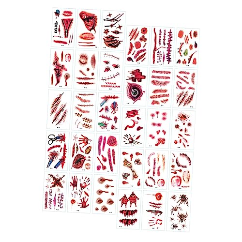 Ipetboom 60blätter Halloween Temporäre Tattoos Wasserdichte Narben Und Wunden Aufkleber Für Kostümpartys Gesichtsbemalung Und Kreative Verkleidungen von Ipetboom