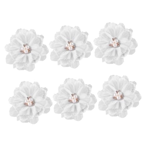 Ipetboom Braut Haarspange 6st Haarnadel Kopfschmuck Für Die Braut Krokodilklemmen Alligatorclip-bögen Kopfschmuck Für Frauen Florale Haarspange Tiara Stoff Kind Weiß Knall-clip Perle von Ipetboom