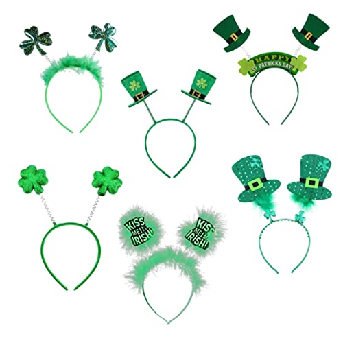 Ipetboom 6st Irisches Stirnband Grüne Haaraccessoires Accessoires Für Mädchen Urlaubskostüm Grünes Bopper-stirnband St. Patricks Haarspange Kleeblatthaar Plastik Pailletten Fräulein Zubehör von Ipetboom