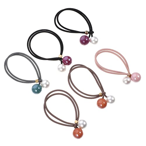 Ipetboom 6St Perle Haargummi Tiara für Mädchen kreative Pferdeschwanzhalter Haarbänder elastisches Haargummi schöner Kopfschmuck Armband Haarring Lederetui Haarseil Fräulein Kopfbedeckung von Ipetboom