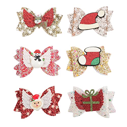 Ipetboom 6stücke Glitzernde Weihnachts-haarspangen Für Süße Schleifen-haarclips Für Festliche Frisuren Als Oder Belohnung Für Schulalltag von Ipetboom