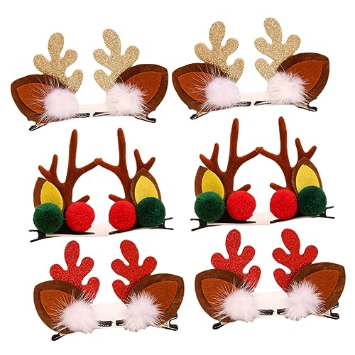 Ipetboom 6St Weihnachtshaarspangen Geweih Kopfbedeckung Weihnachtsgeschenk kinder haarschmuck geschenke für kinder Weihnachtssto Haarklammer geweihförmige Haarspange von Ipetboom