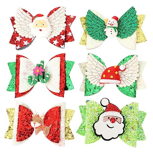 Ipetboom 6stücke Teiliges Weihnachts-haarspangen Lustigen Schleifen Weihnachtsdekoration Für Haar Für Partys Und Festliche Anlässe Einschließlich Weihnachtsmann Und Designs von Ipetboom