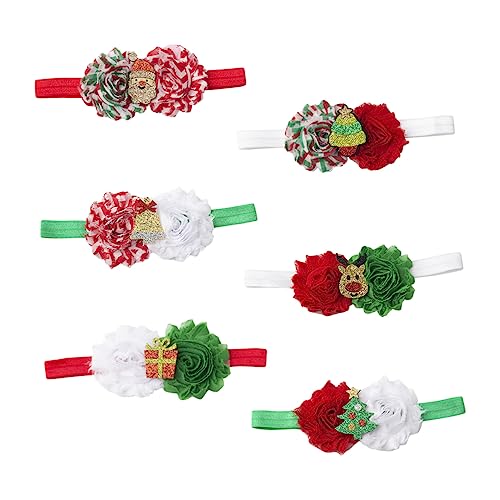 Ipetboom 6stücke Teiliges Weihnachts-haarreif Für Mädchen Elastische Cartoon-kopfbedeckung Bunte Blumen-stirnbänder Für Festlichkeiten Und Feierlichkeiten von Ipetboom