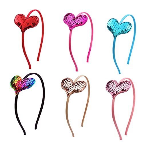 Ipetboom 6St Valentinstag Herz Stirnband kleinkind stirnband Kinder Haargummis Amor-Kostüm haarschmuck Haarbänder liebevolles Herzhaar Herz Haarreifen Hochzeit Pailletten Schal Fräulein von Ipetboom