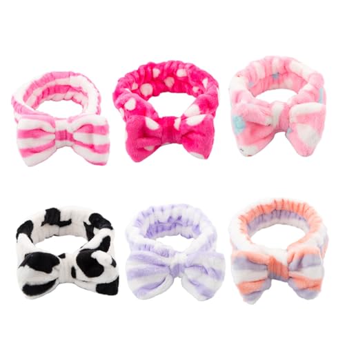 Ipetboom 6stücke Damen Haarband Aus Flanell Mit Niedlichem Schleifenmotiv Für Make-up Yoga Und Alltag Saugfähig Für Optimale Nutzung Gesichtsreinigung Spa von Ipetboom