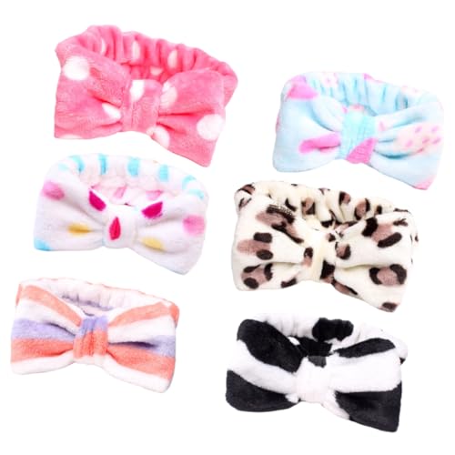 Ipetboom 6stücke Teiliges Flanell Haarband Mit Schleife Elastisches Make-up Stirnband Für Gesichtsreinigung Bequem Und Verstellbar Für Damen Bei Dusche Und Kosmetik von Ipetboom