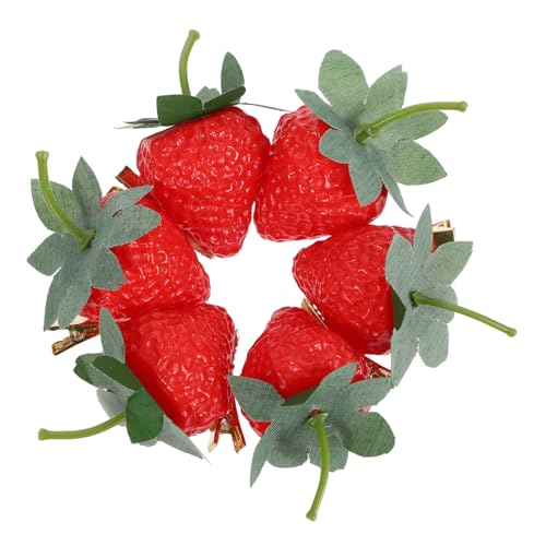 Ipetboom 6st Erdbeer-haars Erdbeerkleid Erdbeerstrudel Lutschbonbons in Großen Mengen Große Lutschbonbons Erdbeer-cupcake-topper Vanille Erdbeer-aufkleber Erdbeerschneider Rot Harz von Ipetboom