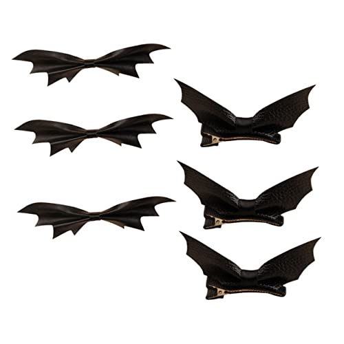 Ipetboom 6stücke Halloween Bat Haarspangen Für Mädchen Einzigartige Haarschmuck-accessoires Für Kostümpartys Schwarze Lederoptik Fledermaus Muster von Ipetboom