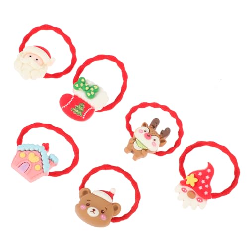 Ipetboom 6stücke Weihnachts Haargummis Für Elastische Ponytail Für Festliche Frisuren Süße Designs Mit Weihnachtsmann Und Für Damen Und Mädchen von Ipetboom