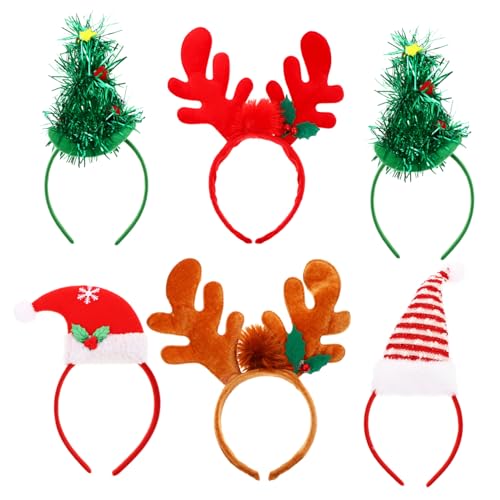 Ipetboom 6St Weihnachtsmütze Stirnband Weihnachtsfrisuren mädchen stirnbänder christmas haarreif christmas headband Haargummi Haarschmuck Weihnachtsbedarf schöner Haarreif von Ipetboom