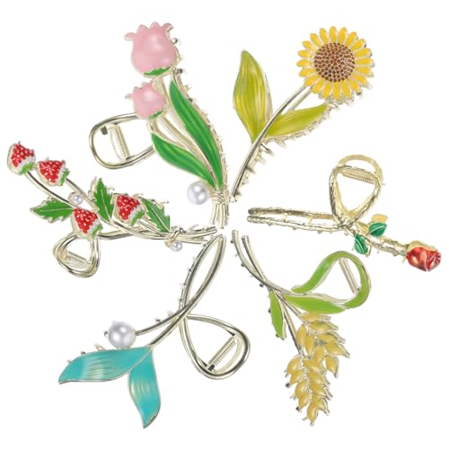 Ipetboom 6stücke Metall-haarklammern Fischschwanzklammern Erdbeer-weizen-blumenklammern Für Frauen Und Mädchen Robust Und Dekorativ Für Party Geburtstag Hochzeit Alltag von Ipetboom