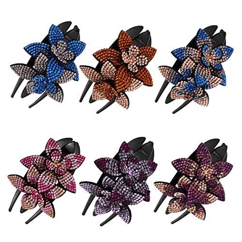 Ipetboom 6stücke Strass Blumenclip Dreizahn Entenschnabelclip Haarkralle Kopfbedeckung Für Mädchen Und Frauen von Ipetboom
