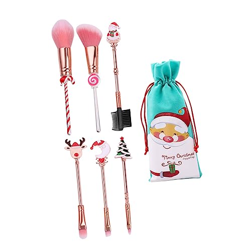 Ipetboom 6stücke Teiliges Weihnachts-make-up-pinselset Für Mädchen Cartoon-design Für Puder Und Foundation Tragetasche Geschenkidee Für Festtage von Ipetboom