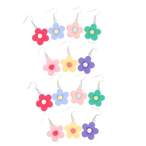 Ipetboom 7 Paare Blumen Ohrringe für Mädchen Bunte Tropfenförmige Dangle Ohrstecker Handgefertigter Modeschmuck Leicht und Langlebig Geeignet für Alltag Festival Party Zufällige Farbe von Ipetboom