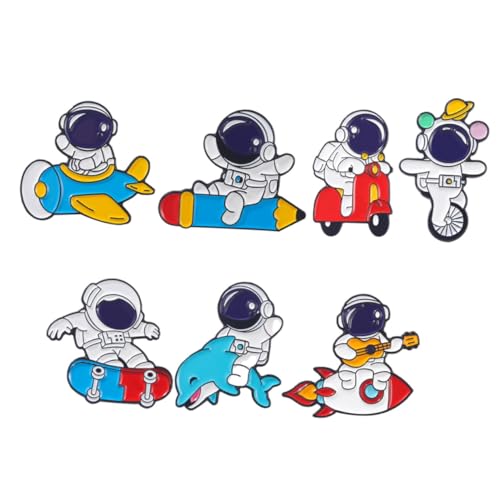 Ipetboom 7 Stück Teiliges Astronaut Broschen aus Legierung Dekorative Anstecknadeln für Kleidung Taschen und Hüte Langlebig Retro Stil als Modisches Accessoire für Alltag und Kostüm von Ipetboom