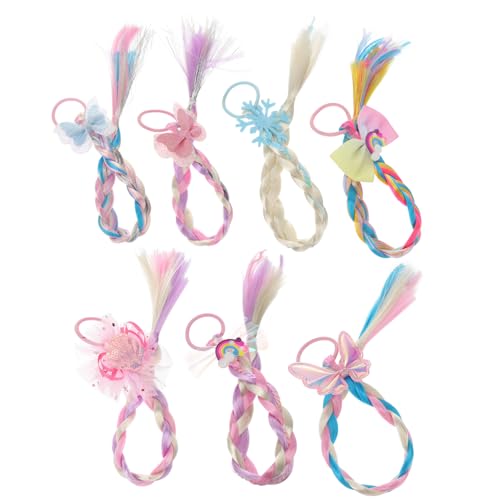 Ipetboom 7 Stück Teiliges Bunte Geflochtene Haarverlängerungen für Mädchen Leichte Haarsträhnen Clips Komfortabel Schadstofffrei für Partys Festivals Kostüme und Alltag von Ipetboom