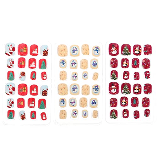 Ipetboom 72stücke Weihnachts-nagel Mädchen Vollständige Fake-nägel Drücken Cartoon-design Für Kreative Maniküren Und Eltern- Mädchen-aktivitäten von Ipetboom