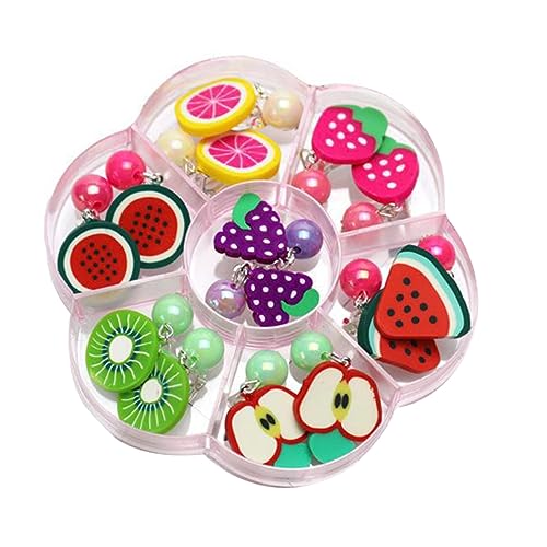 Ipetboom 7 Paar Obst Ohrclips Für Mädchen Bunte Perlen Ohrclips Ohrschmuck Ohne Piercing Süße Frucht Designs Leicht Und Tragbar von Ipetboom