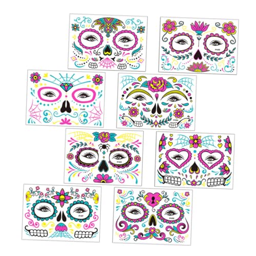 Ipetboom 8 Blätter Tattoo-aufkleber Gesichtsfarbe Nachsorgecreme Funkeln Edelsteine ​​im Gesicht Glitzern Strasssteine Glitzer-lidschatten-palette Festival-make-up Halloween Dekoration Haut von Ipetboom