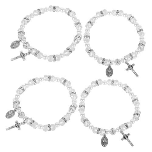 Ipetboom 8 Stück Religiöses Armband Damen Kreuz Elastic Stretch Schmuck Chic Elegantes Handgelenk Accessoire von Ipetboom