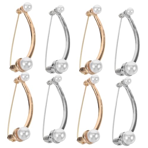 Ipetboom 8 Stück Teiliges Brosche Clips mit Perlen für Frauen Sicherheitsnadeln für Kleidung Pullover Schals Jacken Anstecknadeln für Formelle Anlässe von Ipetboom