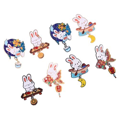 Ipetboom 8 Stück Teiliges Bunny Emaille Anstecknadeln Niedliche Cartoon Hasen Broschen aus Metall Leichte Modebroschen für Jacken Taschen Schals Stilvolles Schmuckgeschenk für Frauen von Ipetboom