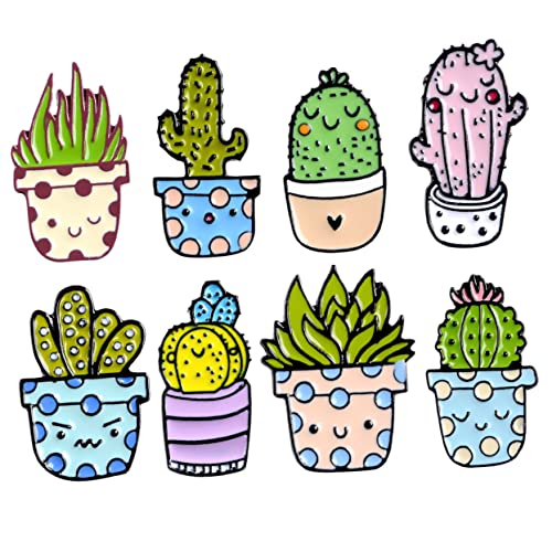 Ipetboom 8 Stück Teiliges Cartoon Kaktus Broschen Lustige Anstecker für Kleidung Taschen und Rucksäcke als für Geburtstage und Valentinstag von Ipetboom