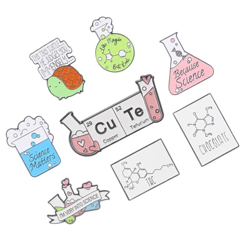 Ipetboom 8 Stück Teiliges Chemie Broschen Laborausstattung Emaille Anstecknadeln für Damen Rucksack Kleidung Dekoration Party von Ipetboom