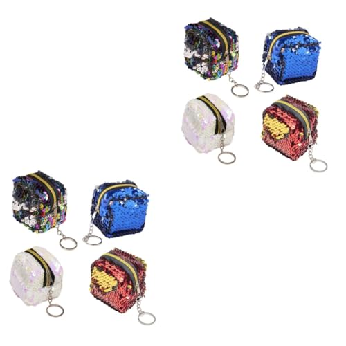 Ipetboom 8 Stück Teiliges Geldbörsen Kompakte Leichte Handtaschen mit Zweifarbigen Pailletten Praktische Aufbewahrungstaschen für Münzen Karten Ohrhörer Waschbar und Langlebig Rot Blau von Ipetboom