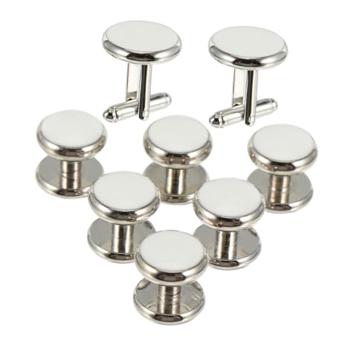 Ipetboom 8 Stück Teiliges Herren Manschettenknopf-set mit Runden Emaille-tuxedo-studs Französischer Stil Passend für Französische Hemden Elegantes Geschenkset für Business und Hochzeit von Ipetboom