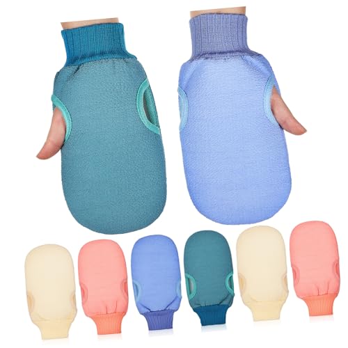 Ipetboom 8 Stück Teiliges Peeling Handschuh Körperpeeling Duschhandschuhe mit Elastischem Wiederverwendbar Maschinenwaschbar mit Daumenloch für Frauen und Männer Effektives Entfernen von Ipetboom