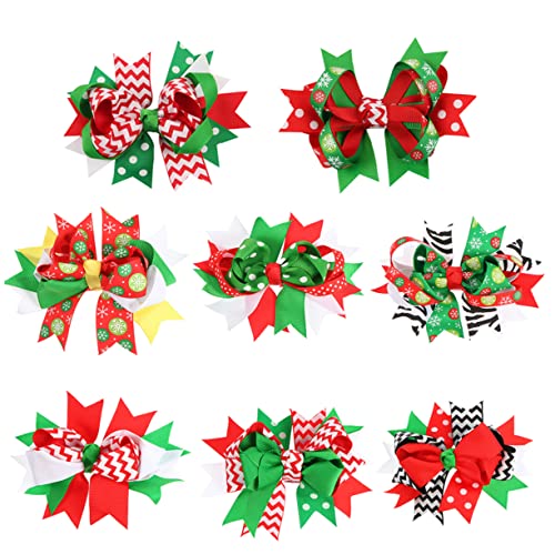Ipetboom 8stücke Teiliges Weihnachts-haarspangen Für Mädchen Süße Schleifen-haarklammern Haarschmuck Für Geburtstagsfeiern Und Alltag Klassische Weihnachtsdesigns von Ipetboom
