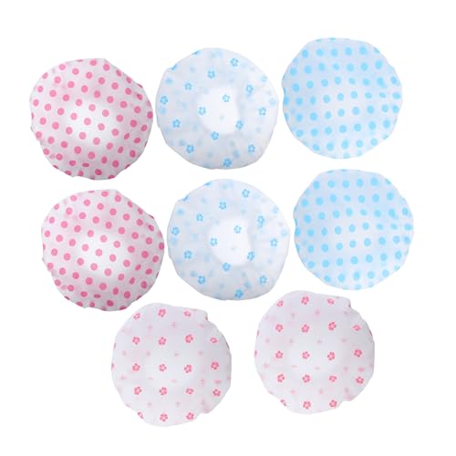 Ipetboom 8 Teilige Duschhaube Wiederverwendbare Badehaube – Wasserdichte Eva Mit Gummiband – Gepunktete Haarhaube Für Männer Frauen Und Mädchen Spa Salon Kochen von Ipetboom