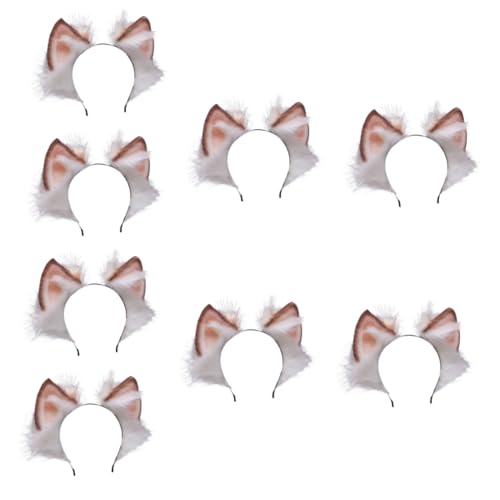 Ipetboom 8St Kopfschmuck mit Fuchsohren Kinder-Kopfhörer Make-up-Haarband Tier Haargummis Plüsch-Haarband für Damen Cosplay-Plüsch-Haarband Karikatur Stirnband Shiba Inu Kopfbedeckung Rosa von Ipetboom