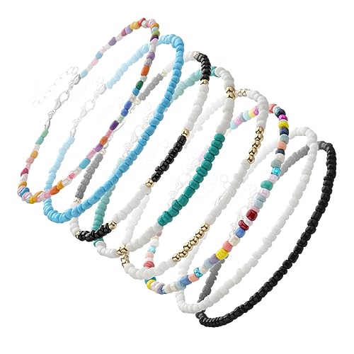 Ipetboom 8stücke Bunte Fußkettchen Für Mädchen Fußkette Mit Perlen Verstellbare Fußkette Fußkettchen-dekor Für Sommer von Ipetboom