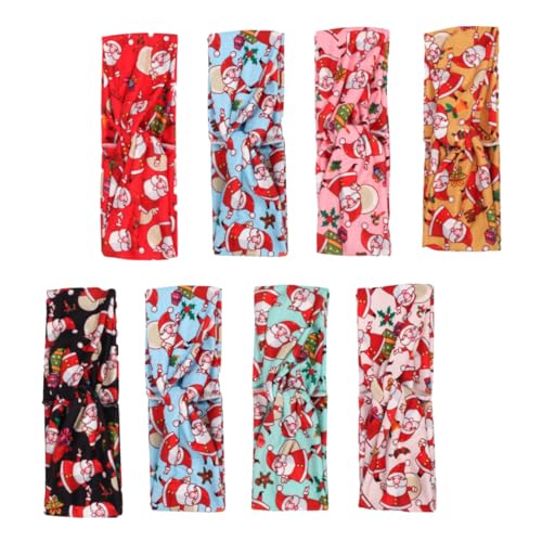 Ipetboom 8stücke Weihnachts-haarreifen Mit Santa Claus Elastische Bedruckte Haarschmuck-accessoires Für Mädchen Für Weihnachten Partys Und Festlichkeiten von Ipetboom