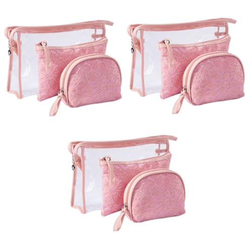 Ipetboom 9 STK rosa Kosmetiktasche Frauen Reisen Make-up-Zubehör Kulturbeutel für unterwegs Make-up-Taschen durchsichtige Kosmetiktasche Wäschesack Mini-Kosmetiktasche von Ipetboom