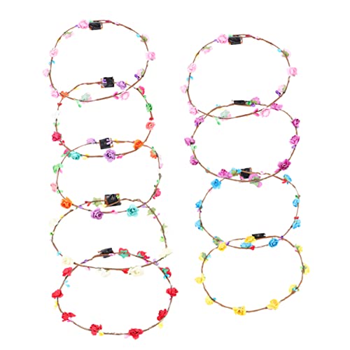 Ipetboom 9stücke Blumenkrone Stirnband Leuchtend Party-kopfschmuck Für Frauen Mädchen Blumenkranz-stirnbänder Aus Hochwertigem Material Blumen-stirnband Für Hochzeit Geburtstag Weihnachten von Ipetboom