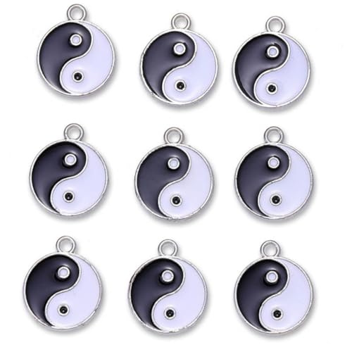 Ipetboom 9 Stück Teiliges Tai Chi Anhänger aus Langlebiger Legierung Beidseitig Bedruckte Symbol Charms für Schmuck Basteln für Armbänder Halsketten Schlüsselanhänger DIY Zubehör von Ipetboom