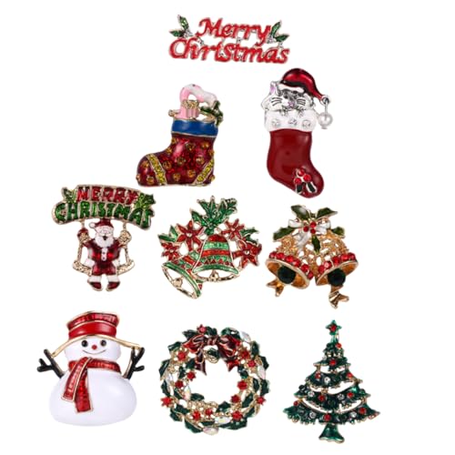 Ipetboom 9 Stück Teiliges Weihnachts Broschen mit Kreativen Farblich Gemischten Party und Kleidungsnadeln Festliche Anstecker für Damen und Herren Modisch und Leicht Passend von Ipetboom