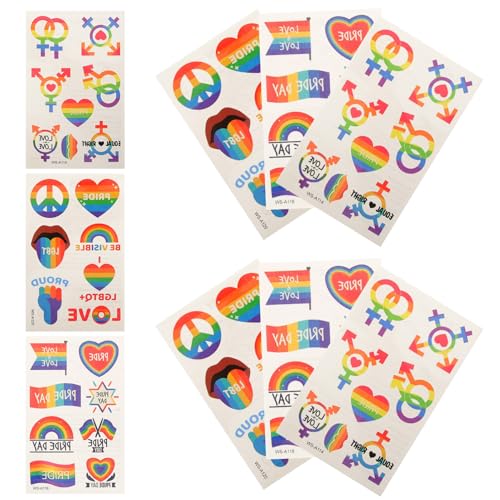 Ipetboom 9blätter Regenbogen Pride Aufkleber Temporäre Tattoos Gesichtsaufkleber Für Junge Mädchen Jungen Mädchen Gay Tattoos Dekorative von Ipetboom