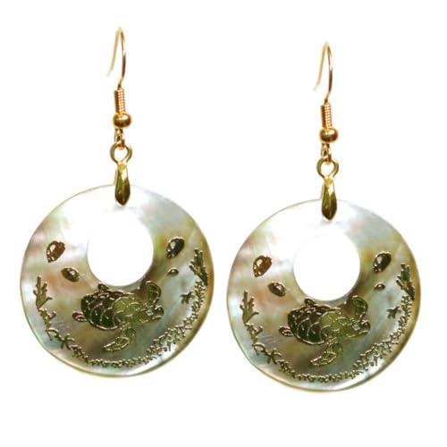 Ipetboom Abalone Shell Ohrringe Rund Hollow Dangler Modisch Damen Schmuck Natürliche Muschelmaterial Langlebig Modisch Auffällig Leicht zu Tragen für Frauen Mädchen von Ipetboom