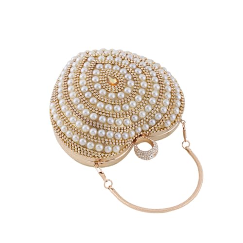 Ipetboom Abendtasche Damen Clutch mit Strass Herzform Handtasche für Hochzeit Bankett Party Abendveranstaltung Gold von Ipetboom