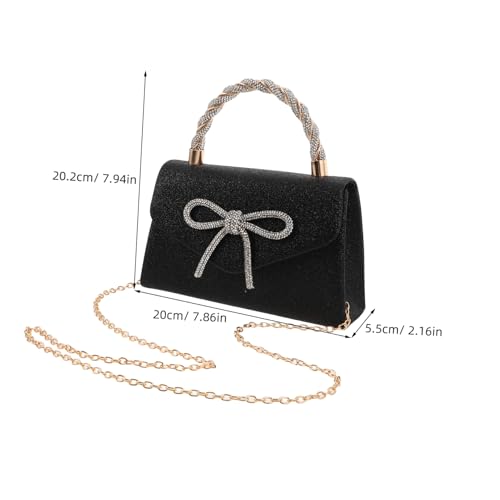Ipetboom Abendtasche für Damen mit Funkelnden Pailletten und Strass Schleife Clutch Handtasche für Hochzeit Party Abschlussball und Festliche Anlässe Kompakt und Stilvoll in Schwarz von Ipetboom